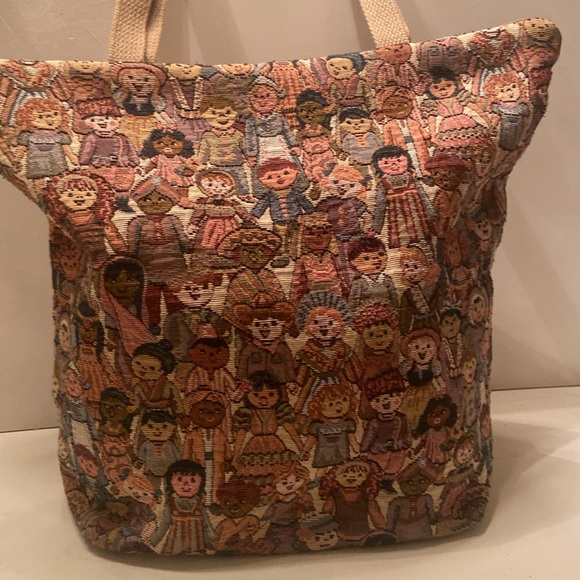 Janine King tapestry tote oversize zipper top close double handle - Picture 1 of 16